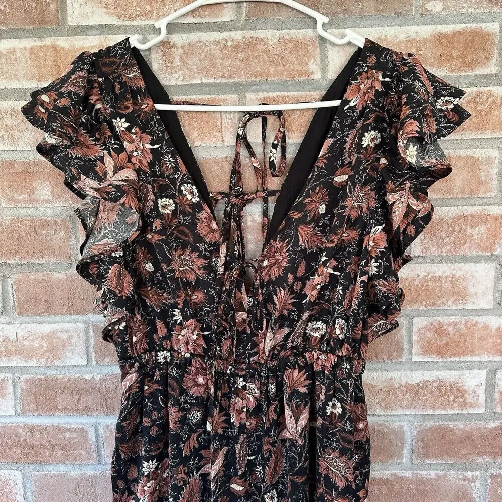 NWT Madewell Ruffled Jumpsuit Fall Floral Small Wide Leg Small